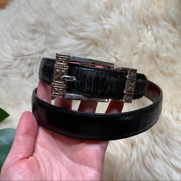 Vintage Brighton Black Leather Southwestern Belt